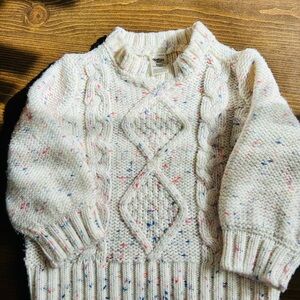 OshKosh Cable Knit Confetti Sweater 24M Cream Cozy Toddler